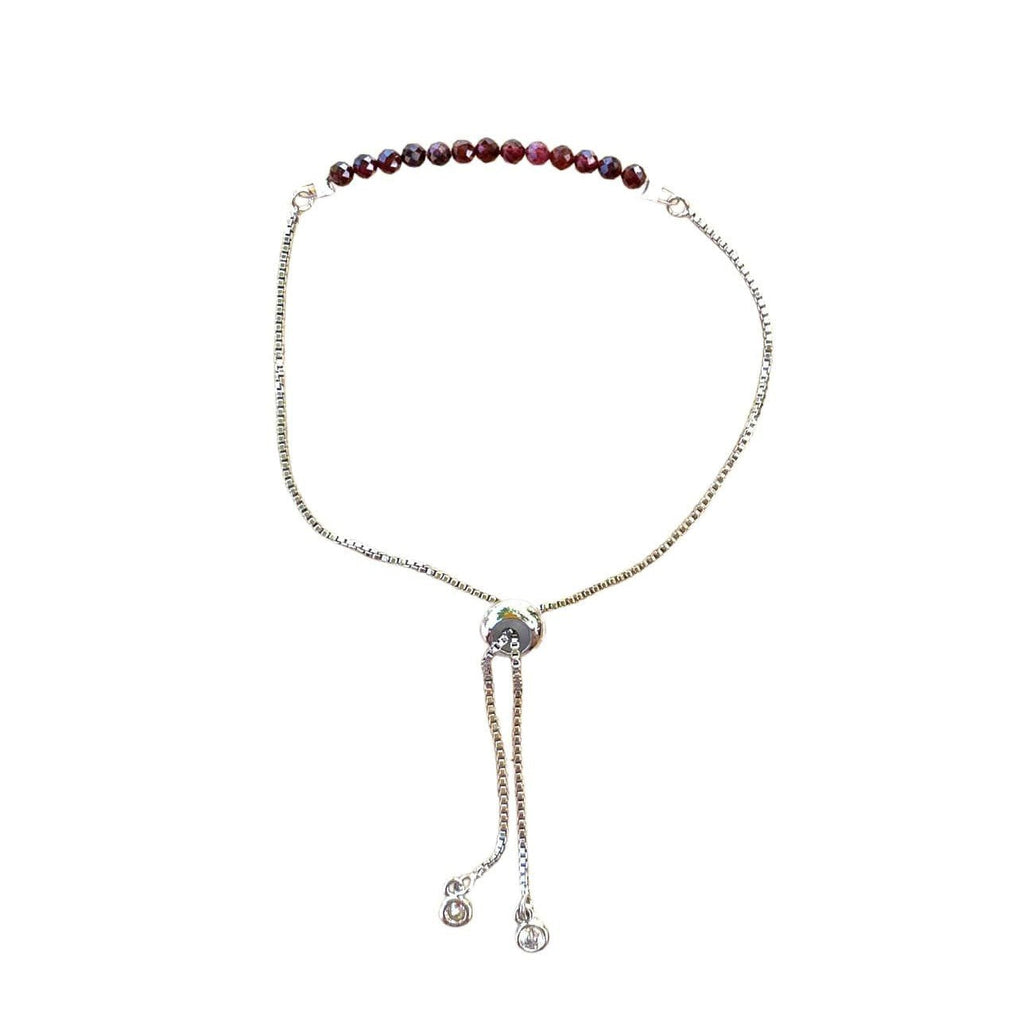 Garnet Bracelet Faceted Round Beads with Adjustable Chain (January) | Bracelets | Wiccan Center