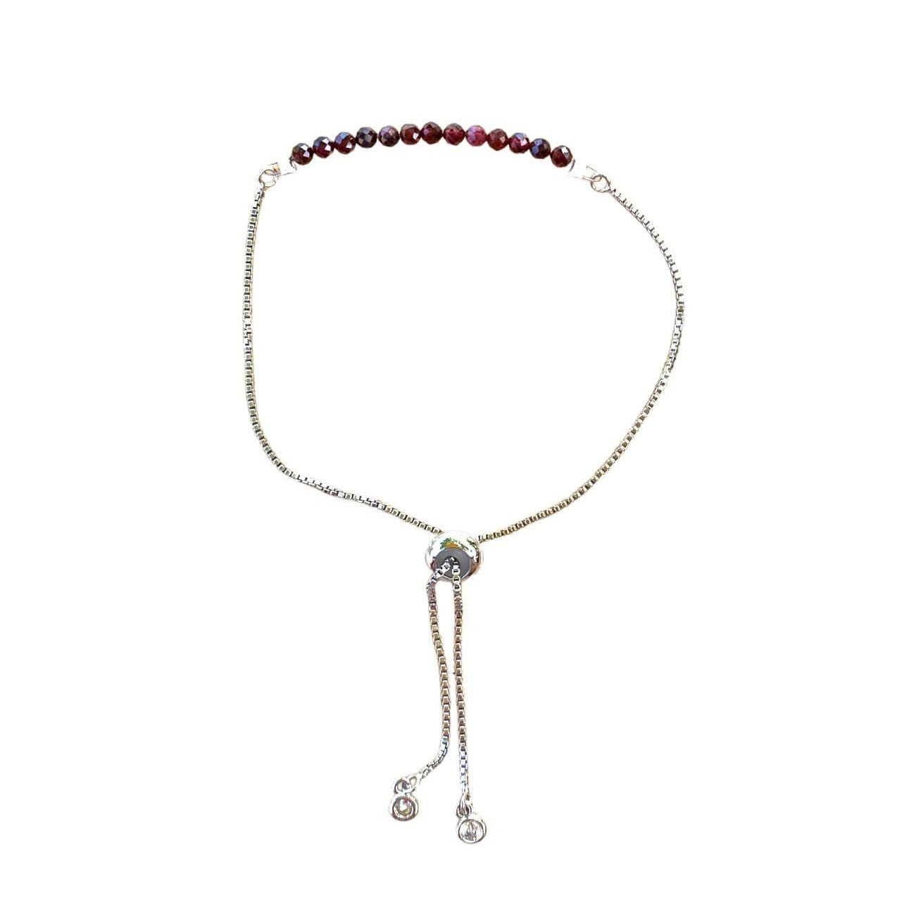 Garnet Bracelet Faceted Round Beads with Adjustable Chain (January) | Bracelets | Wiccan Center
