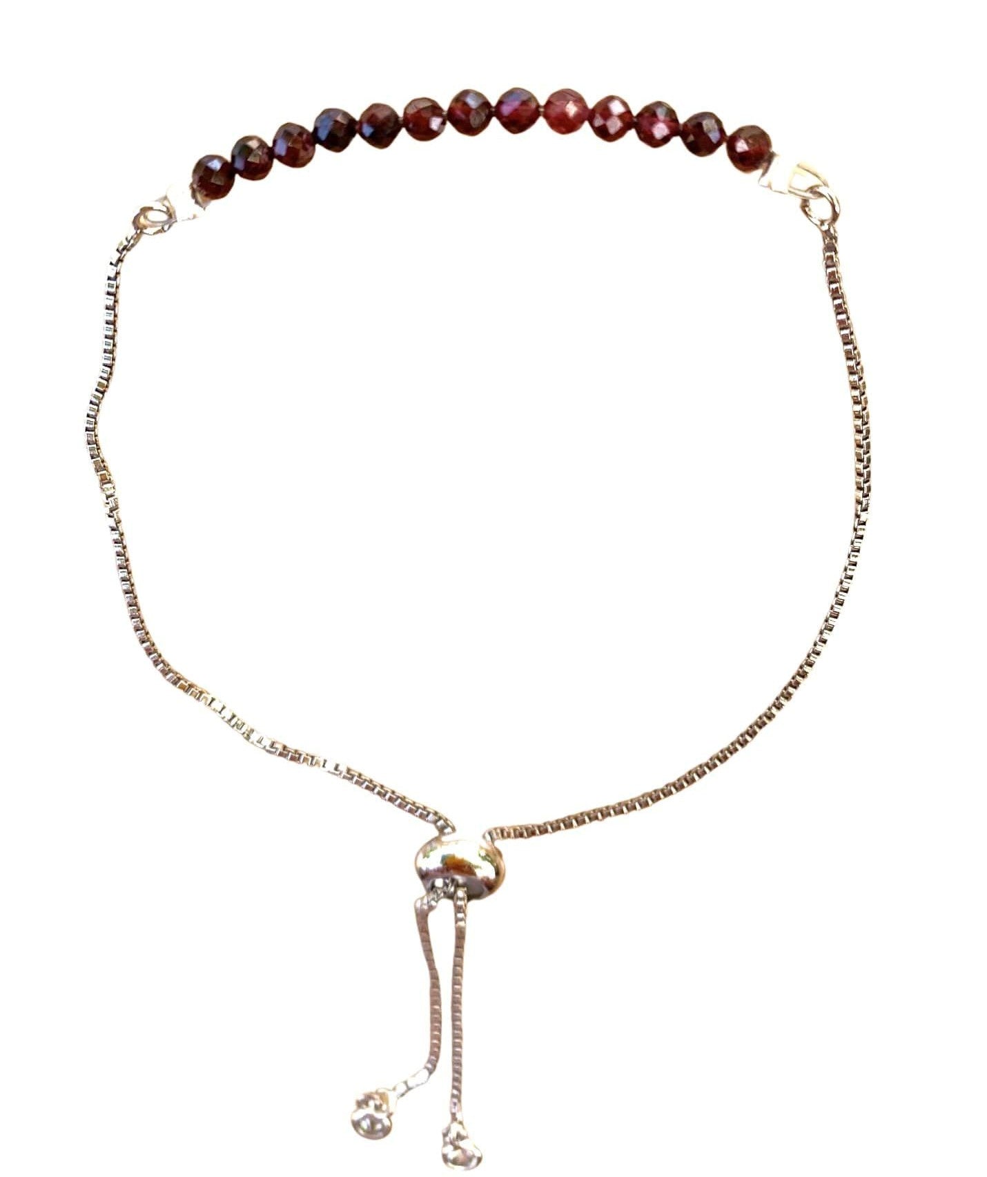 Garnet Bracelet Faceted Round Beads with Adjustable Chain (January) | Bracelets | Wiccan Center