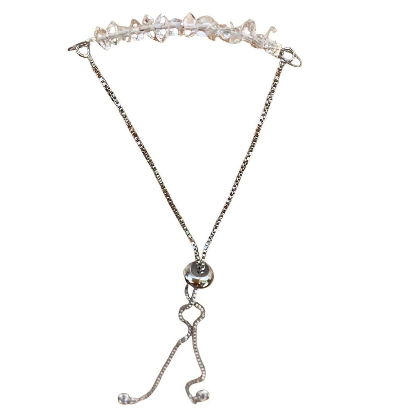 Herkimer Diamond Bracelet with Adjustable Chain (April) | Bracelets | Wiccan Center