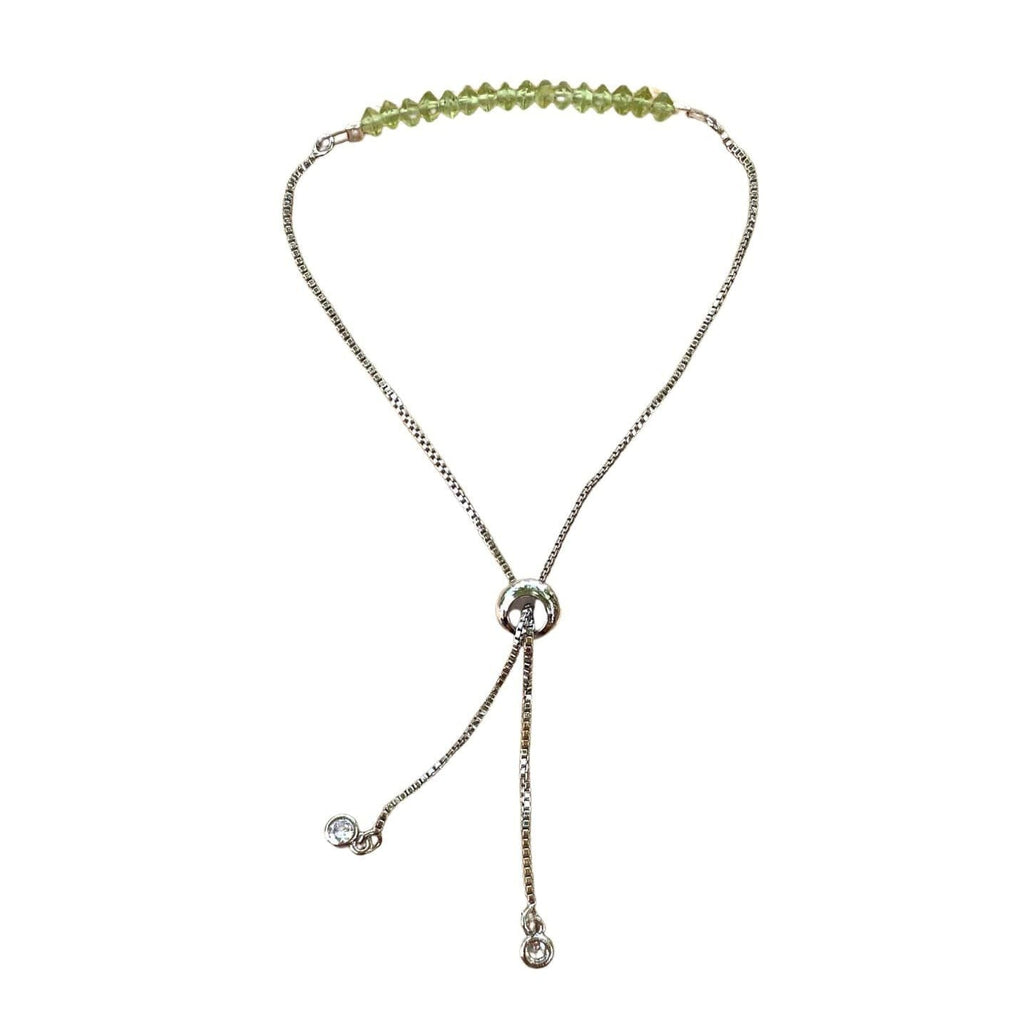 Peridot Bracelet Rondelle Beads with Adjustable Chain (August) | Bracelets | Wiccan Center