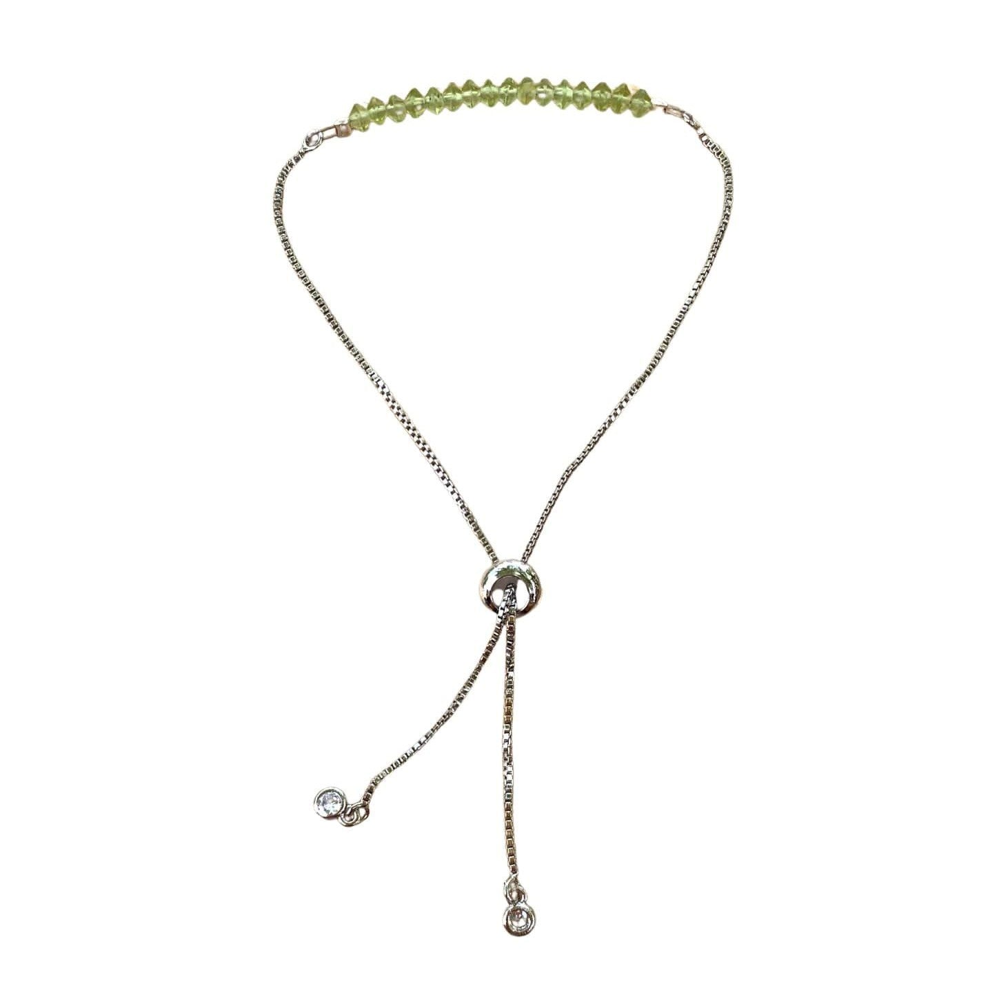 Peridot Bracelet Rondelle Beads with Adjustable Chain (August) | Bracelets | Wiccan Center