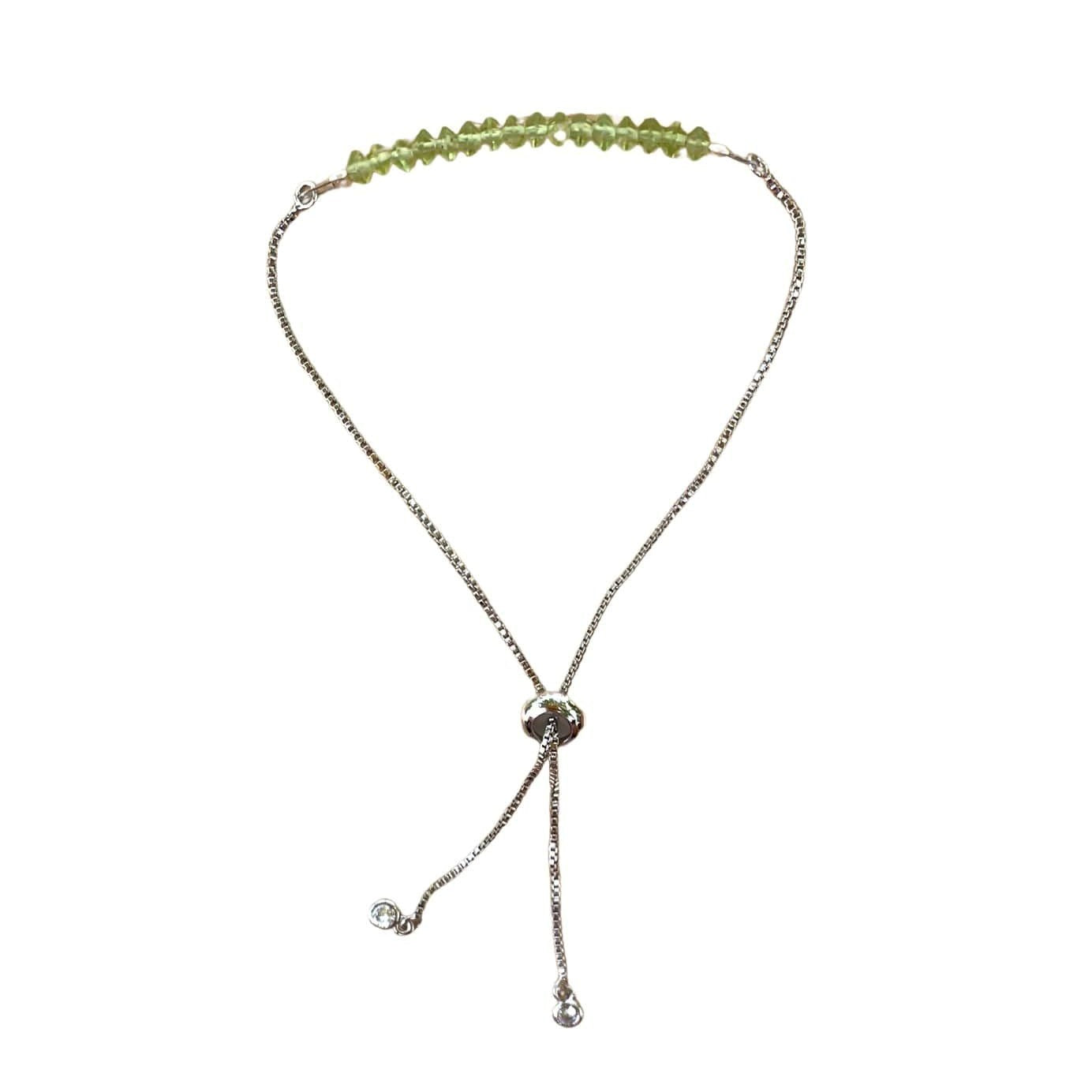 Peridot Bracelet Rondelle Beads with Adjustable Chain (August) | Bracelets | Wiccan Center