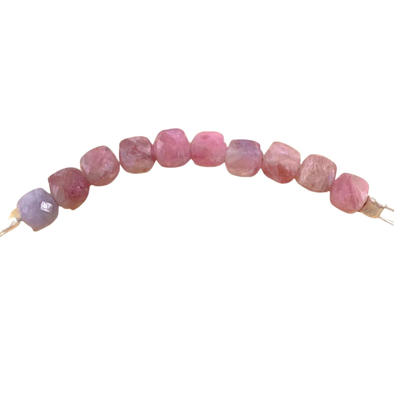 Pink Tourmaline Bracelet Faceted Round Beads with Adjustable Chain (October) | Bracelets | Wiccan Center