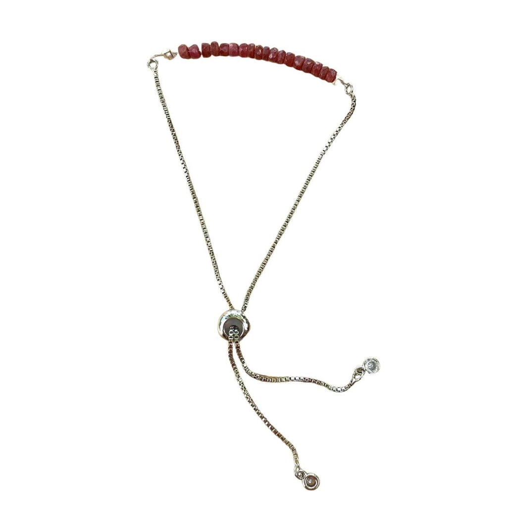 Ruby Bracelet Faceted Rondelle Beads with Adjustable Chain (July) | Bracelets | Wiccan Center