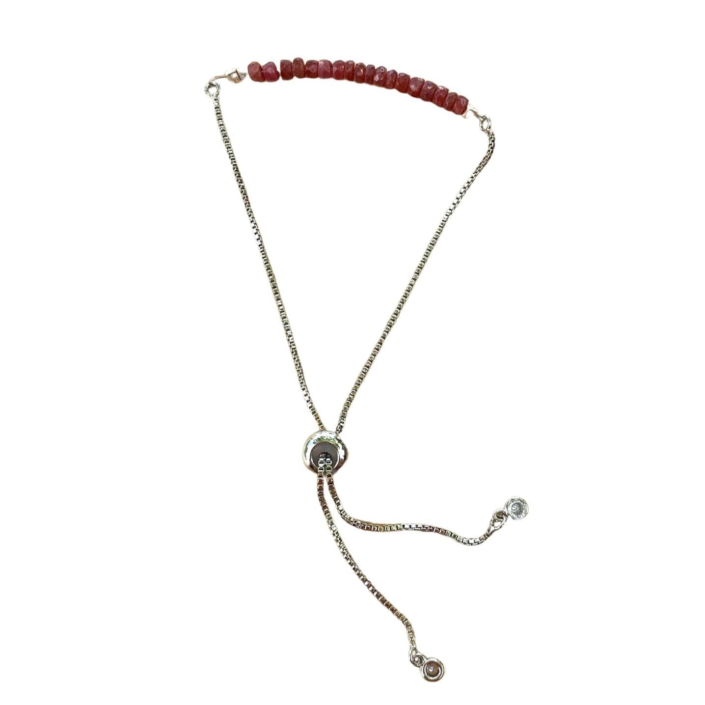 Ruby Bracelet Faceted Rondelle Beads with Adjustable Chain (July) | Bracelets | Wiccan Center