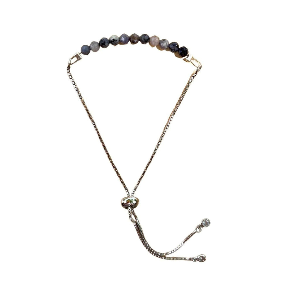 Sapphire Bracelet Faceted Round Beads with Adjustable Chain (September) | Bracelets | Wiccan Center