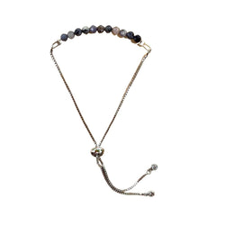 Sapphire Bracelet Faceted Round Beads with Adjustable Chain (September) | Bracelets | Wiccan Center