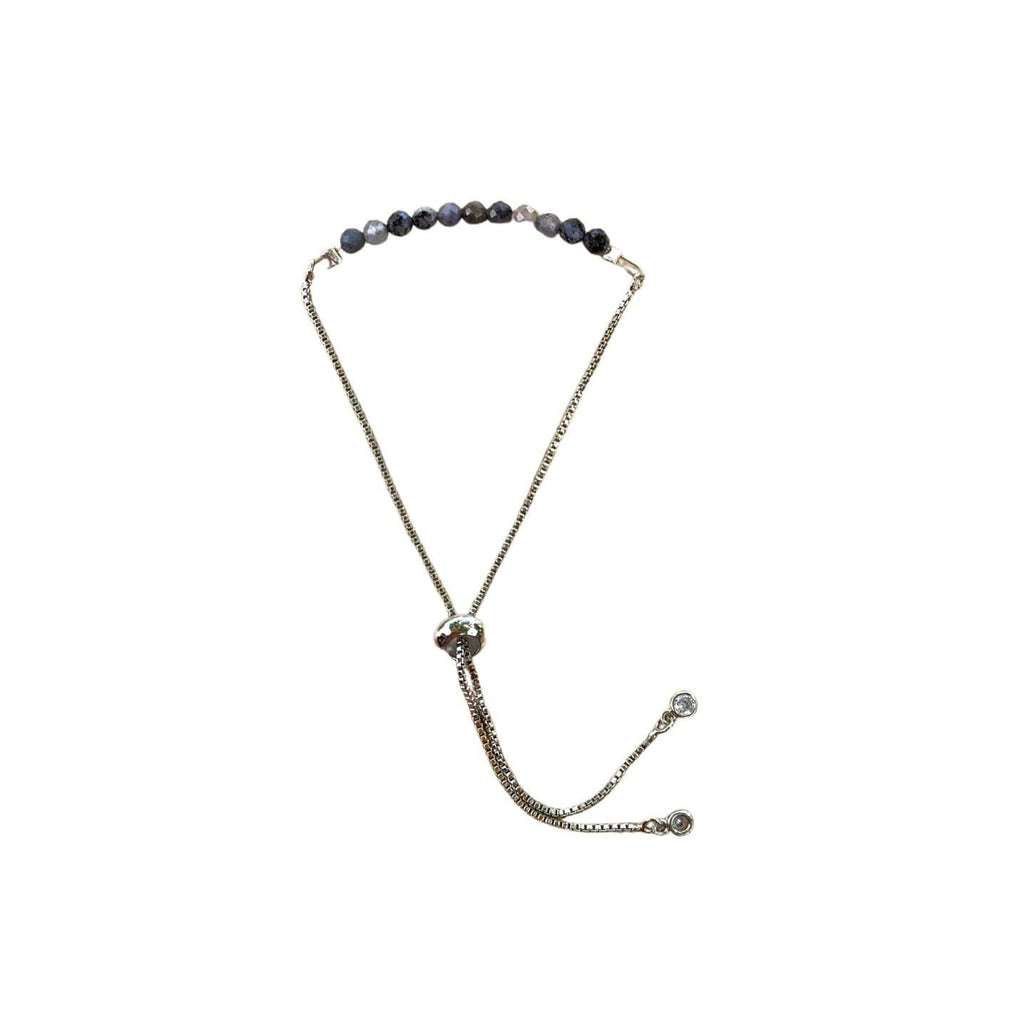 Sapphire Bracelet Faceted Round Beads with Adjustable Chain (September) | Bracelets | Wiccan Center