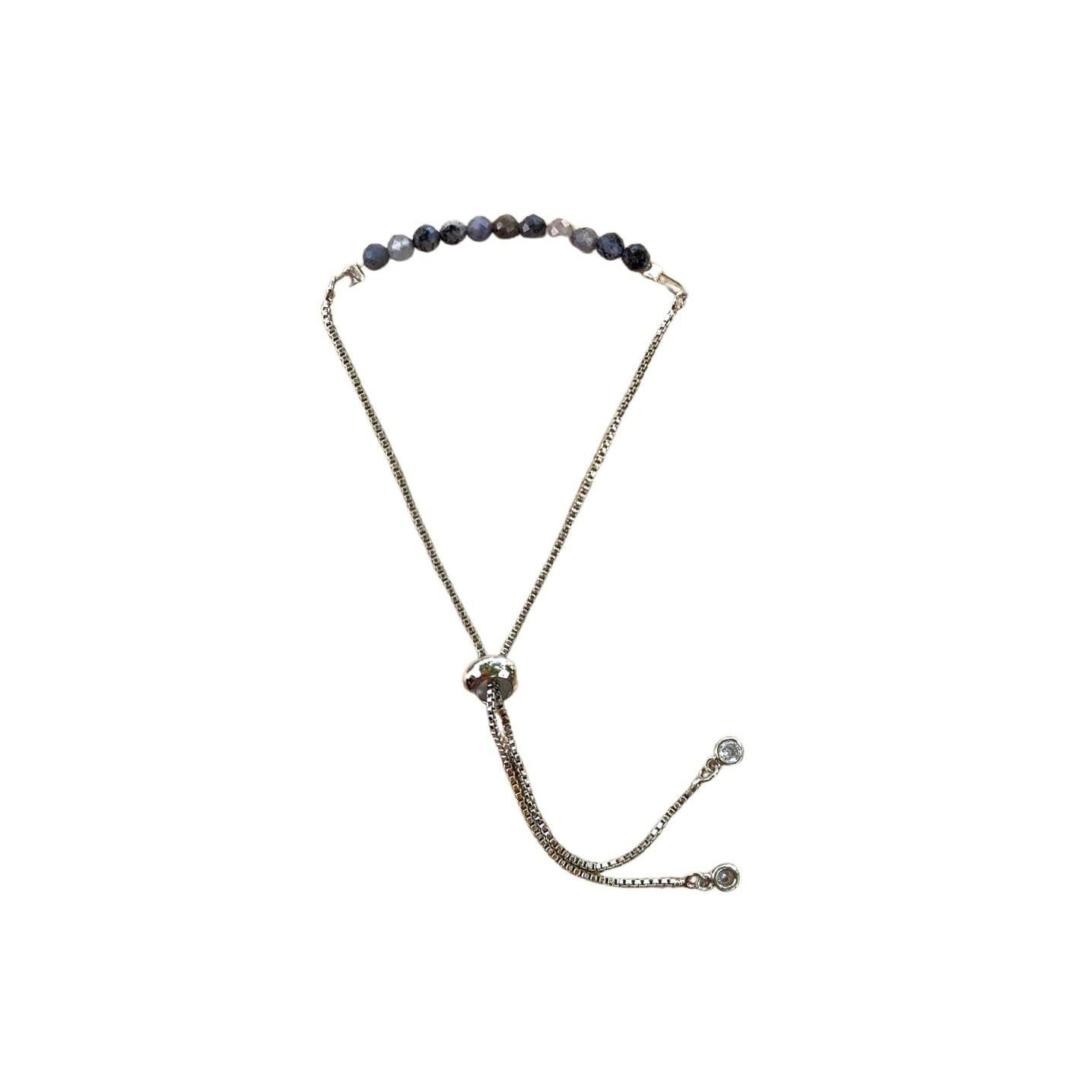Sapphire Bracelet Faceted Round Beads with Adjustable Chain (September) | Bracelets | Wiccan Center