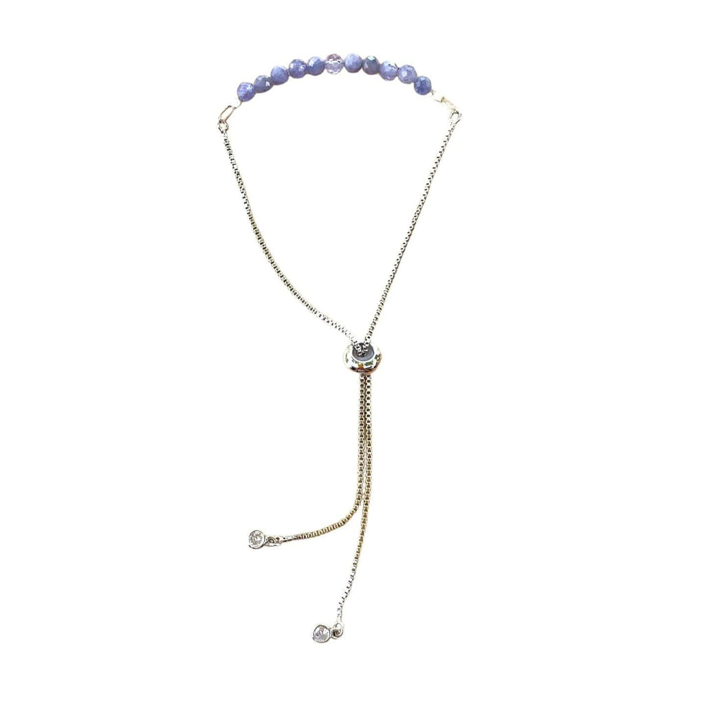 Tanzanite Bracelet Faceted Round Beads with Adjustable Chain (December) | Bracelets | Wiccan Center