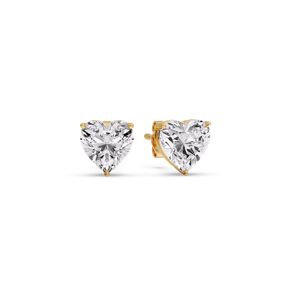 Heart Shaped 3 Prong Basket Stud Earring