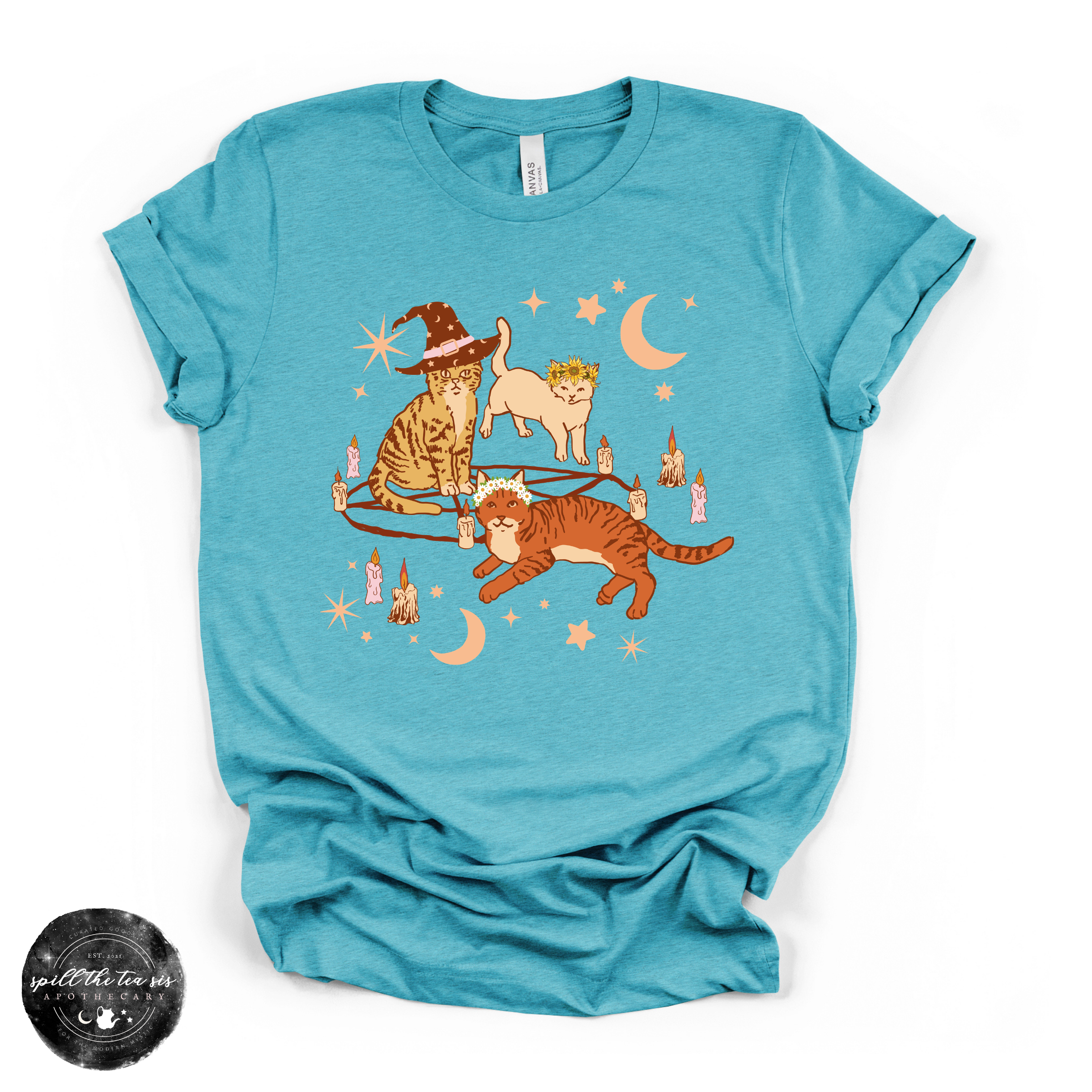 Cat Coven Cat Witch Tee | Witchy Cat Lover Graphic T-Shirt | | Wiccan Center