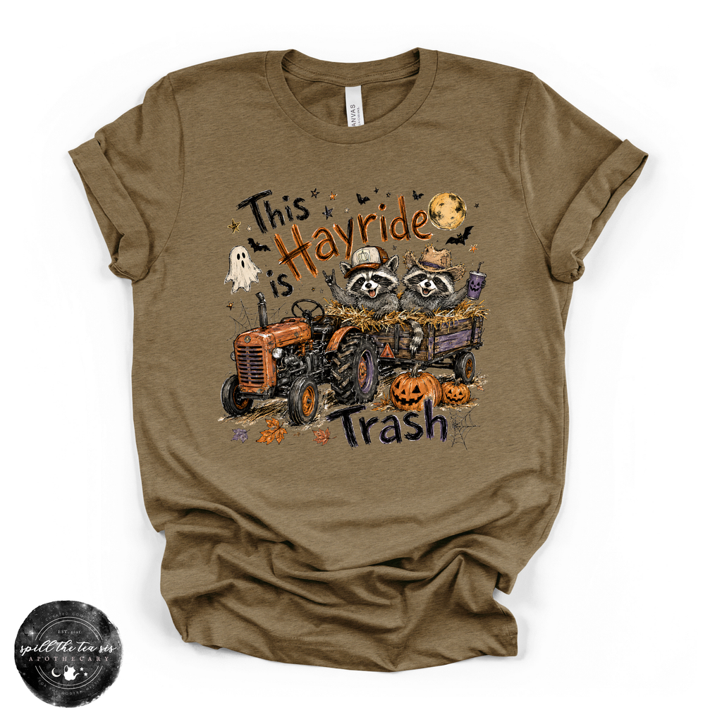 This Hayride Is Trash Tee | Funny Raccoon Fall Graphic T-Shirt | | Wiccan Center