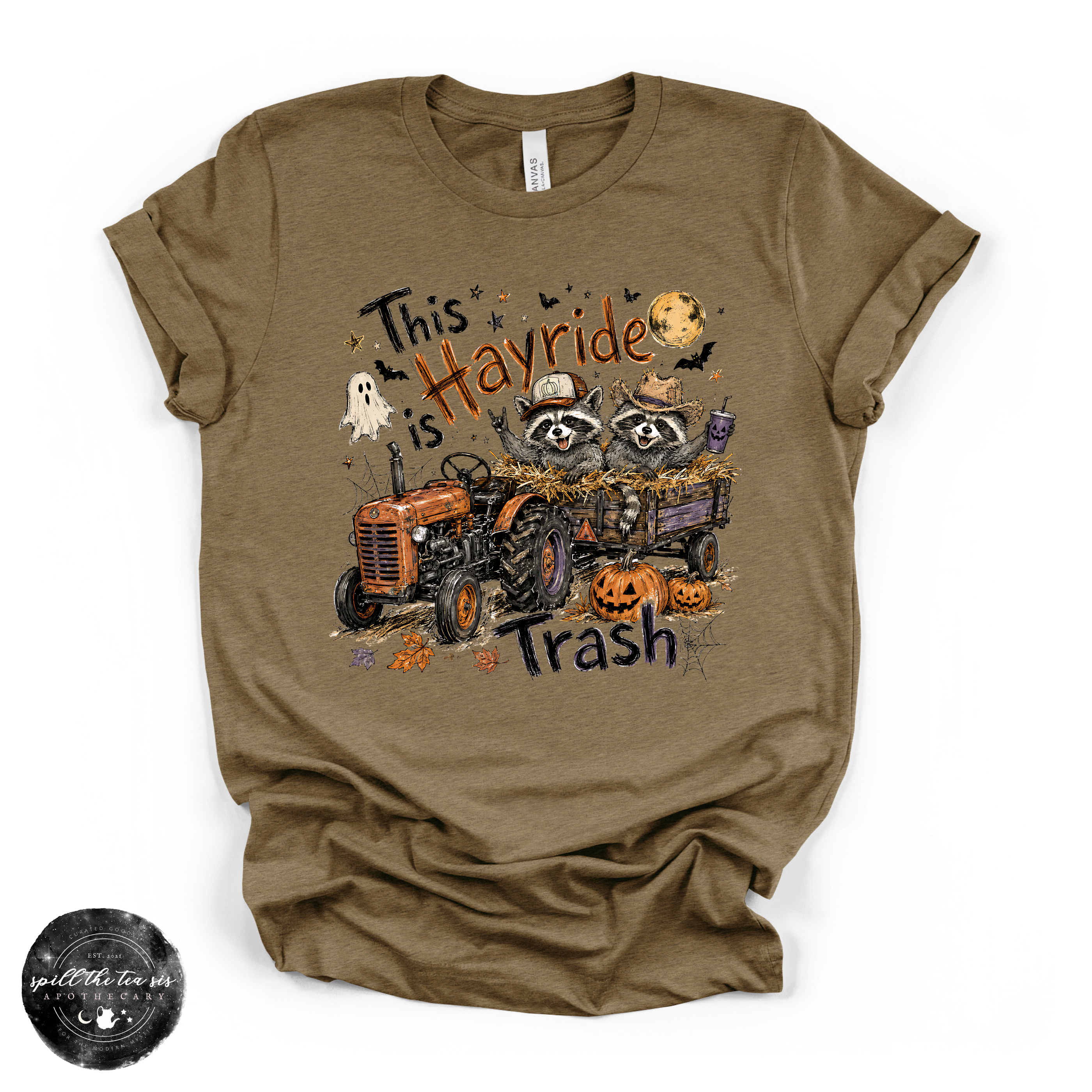 This Hayride Is Trash Tee | Funny Raccoon Fall Graphic T-Shirt | | Wiccan Center