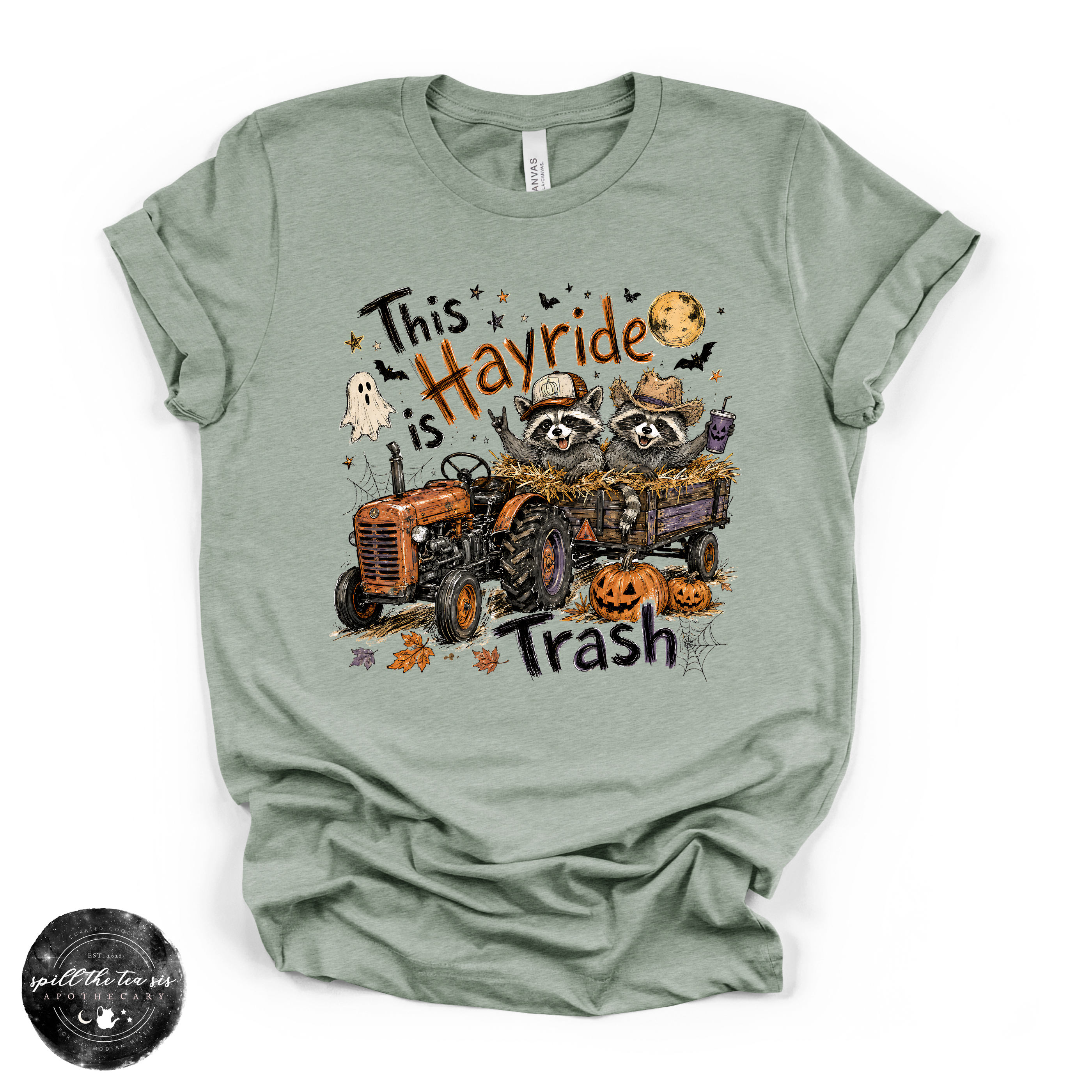 This Hayride Is Trash Tee | Funny Raccoon Fall Graphic T-Shirt | | Wiccan Center