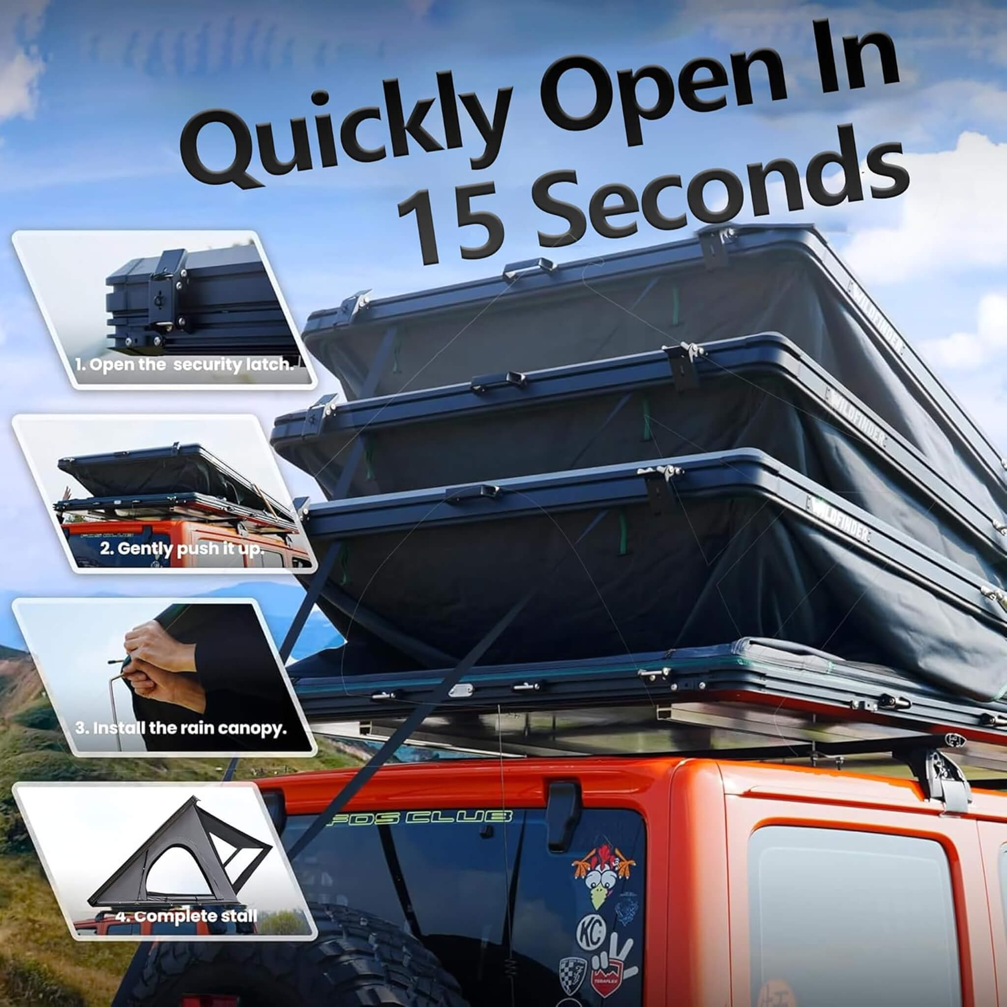 Trailora Ridge Heavy-Duty Aluminum Roof Top Tent With Ladder, LED Lighting, And Memory Foam Mattress (SAK82931) | Rooftop Tents | Wiccan Center