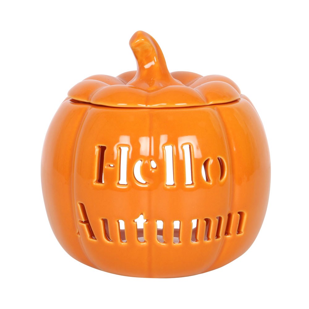Hello Autumn Fall Pumpkin Oil Burner and Wax Warmer | Wax Melt Warmer | Wiccan Center