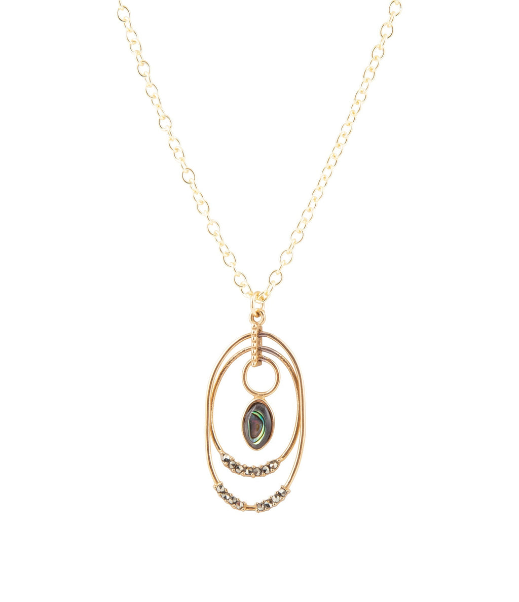 Henley Blue Abalone Golden Pendant Necklace | Necklaces | Wiccan Center