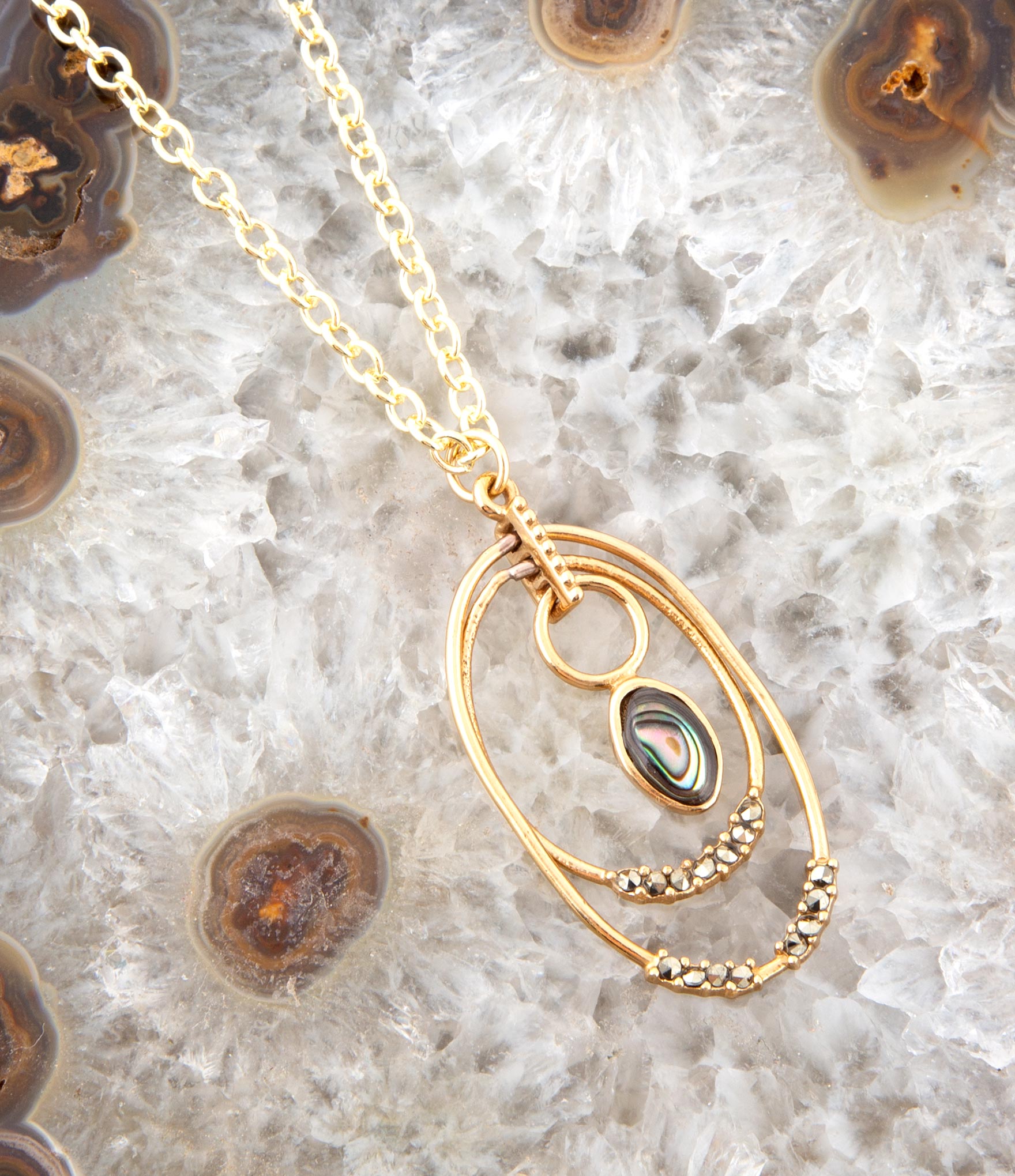 Henley Blue Abalone Golden Pendant Necklace | Necklaces | Wiccan Center