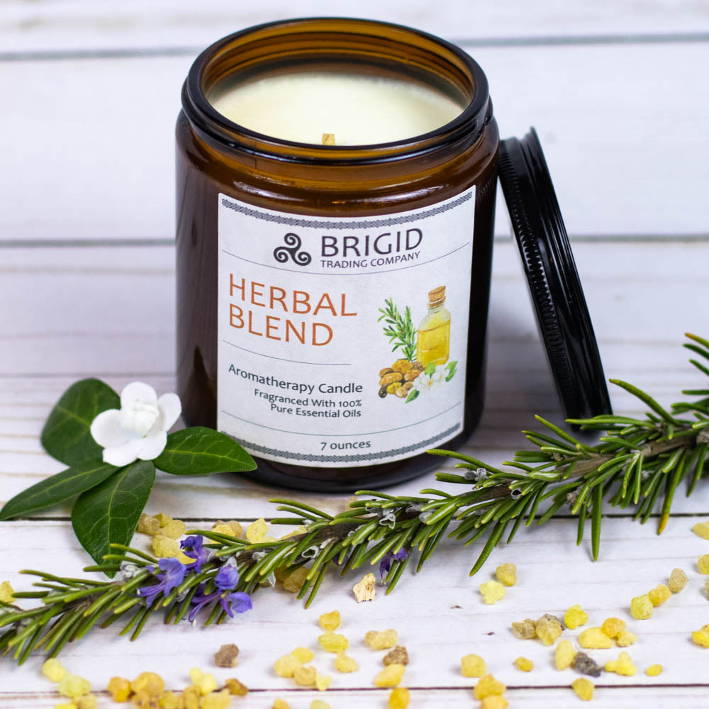 Herbal Blend Soy Wax Candle - Frankincense, Rosemary, and Myrtle | Aromatherapy Candle | Wiccan Center