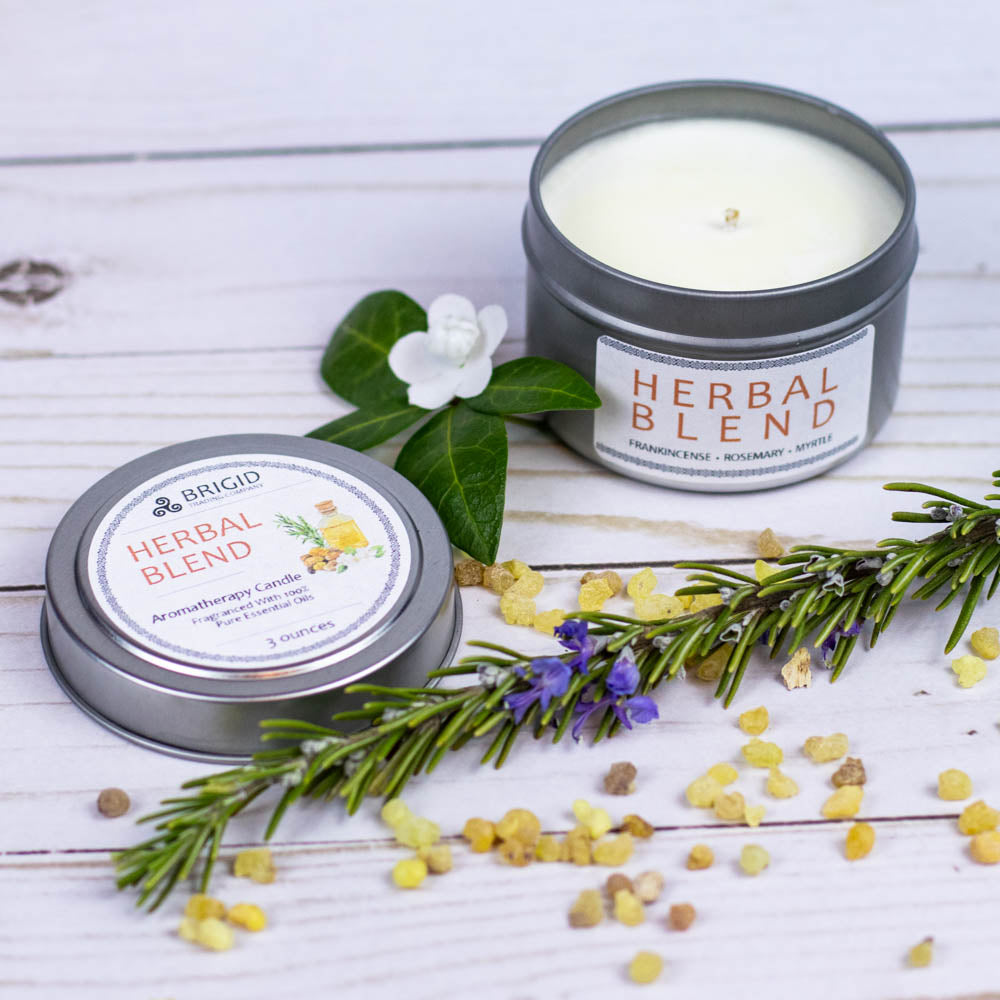 Herbal Blend Soy Wax Candle - Frankincense, Rosemary, and Myrtle | Aromatherapy Candle | Wiccan Center