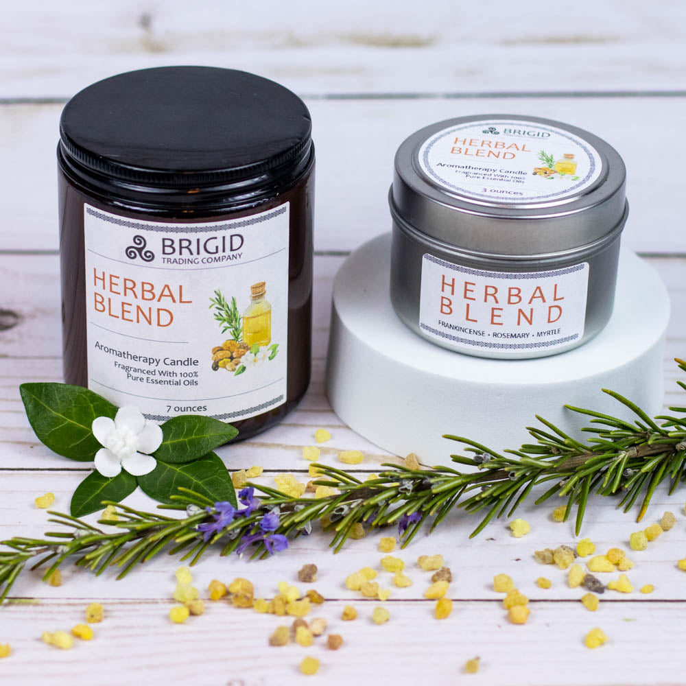 Herbal Blend Soy Wax Candle - Frankincense, Rosemary, and Myrtle | Aromatherapy Candle | Wiccan Center