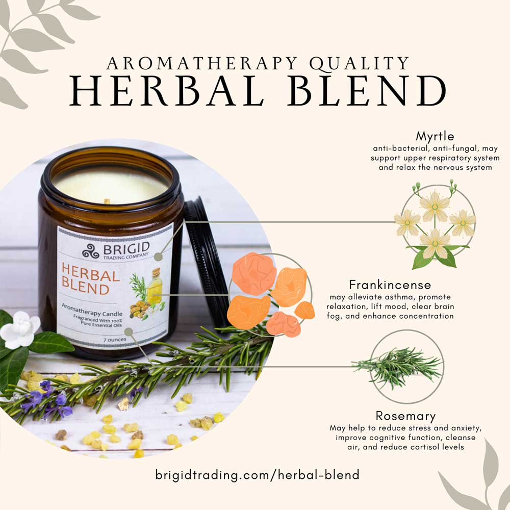 Herbal Blend Soy Wax Candle - Frankincense, Rosemary, and Myrtle | Aromatherapy Candle | Wiccan Center