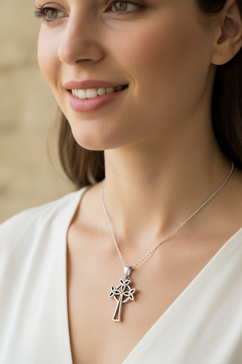 Trinity Celtic Cross Necklace in Sterling Silver | Pendant | Wiccan Center