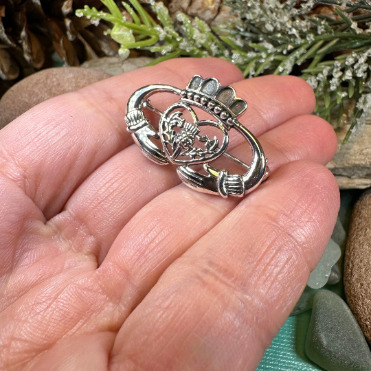 Claddagh Thistle Brooch I. Sterling Silver