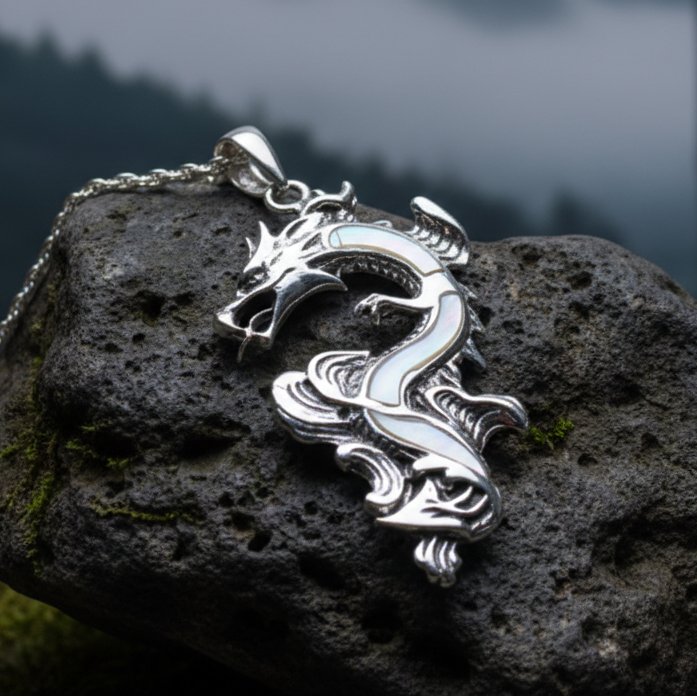 Bluefire Dragon Necklace in Sterling Silver | Pendant | Wiccan Center