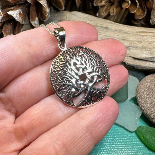 Tree of Life Triquetra Necklace in Sterling Silver | Pendant | Wiccan Center