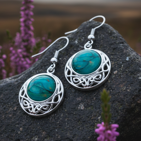 Heathergems Celtic Knot Earrings - Handmade in Scotland | Dangle Earrings | Wiccan Center