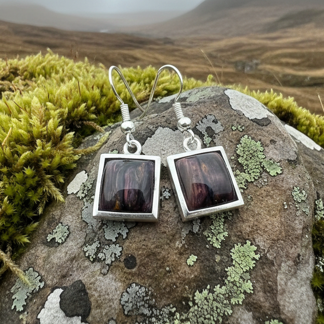 Heathergems Square Earrings - Handmade in Scotland | Dangle Earrings | Wiccan Center