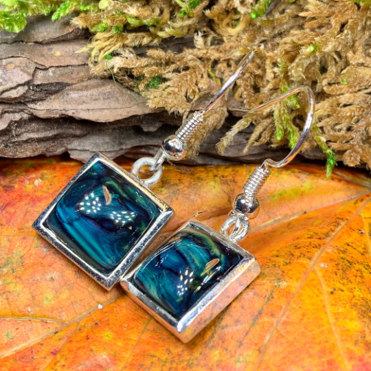 Heathergems Square Earrings - Handmade in Scotland | Dangle Earrings | Wiccan Center