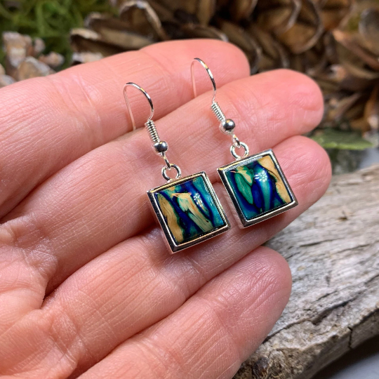 Heathergems Square Earrings - Handmade in Scotland | Dangle Earrings | Wiccan Center