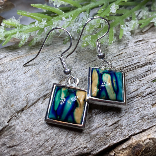 Heathergems Square Earrings - Handmade in Scotland | Dangle Earrings | Wiccan Center