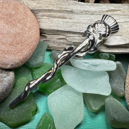 Scrolling Leaf Thistle Kilt Pin - Handmade in Scotland | Kilt Pin | Wiccan Center