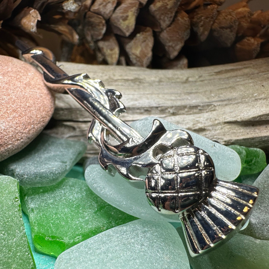 Scrolling Leaf Thistle Kilt Pin - Handmade in Scotland | Kilt Pin | Wiccan Center