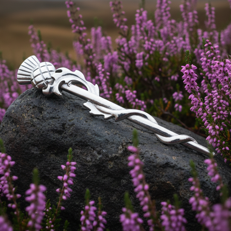 Scrolling Leaf Thistle Kilt Pin - Handmade in Scotland | Kilt Pin | Wiccan Center
