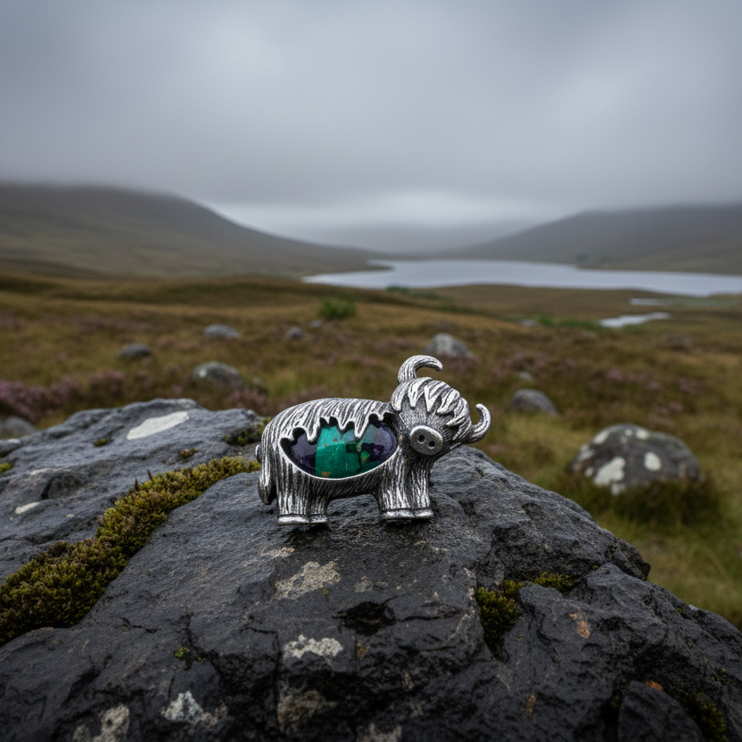 Heathergems Highland Cow Brooch - Handmade in Scotland | Brooch | Wiccan Center