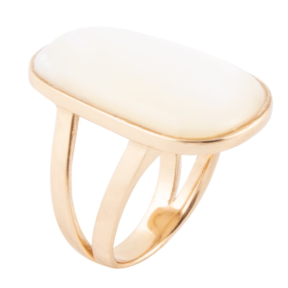 High Class White Mother of Pearl Golden Ring | Rings | Wiccan Center