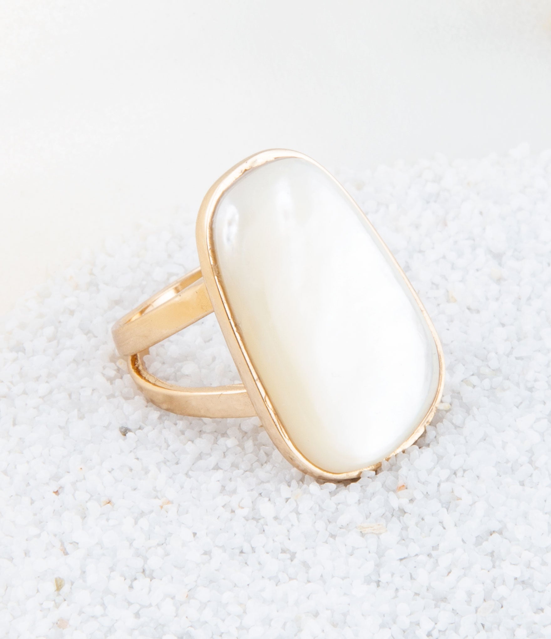 High Class White Mother of Pearl Golden Ring | Rings | Wiccan Center