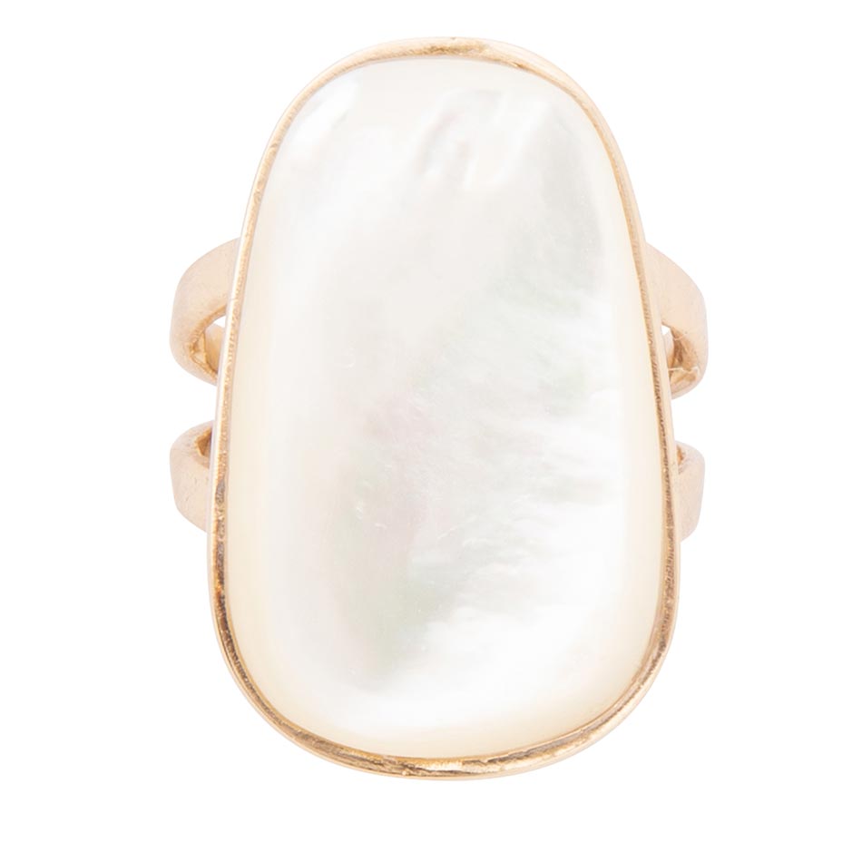 High Class White Mother of Pearl Golden Ring | Rings | Wiccan Center