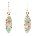 Blue Turquoise and Grey Labradorite Golden Drop Earrings | Earrings | Wiccan Center