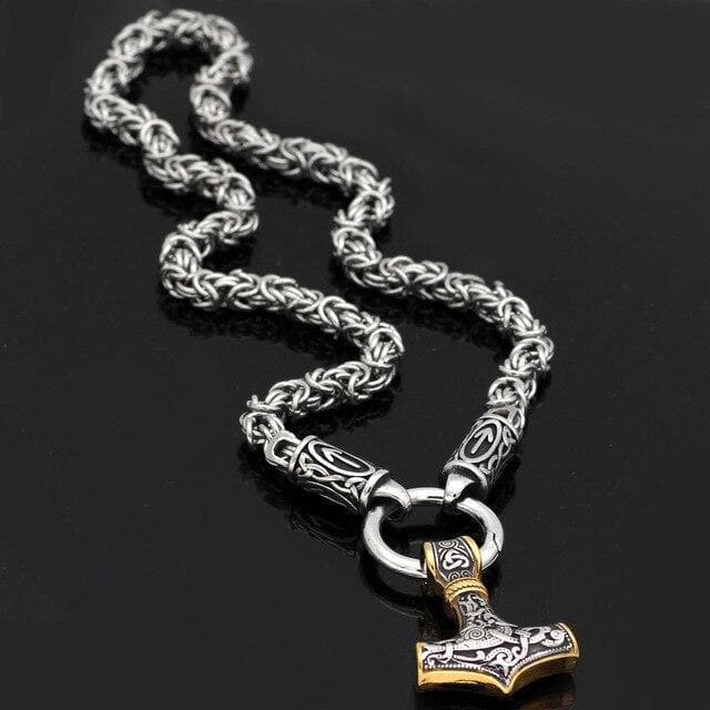 Vikings Mjolnir King Chain Stainless Steel Necklace | Pendants & Necklaces | Wiccan Center