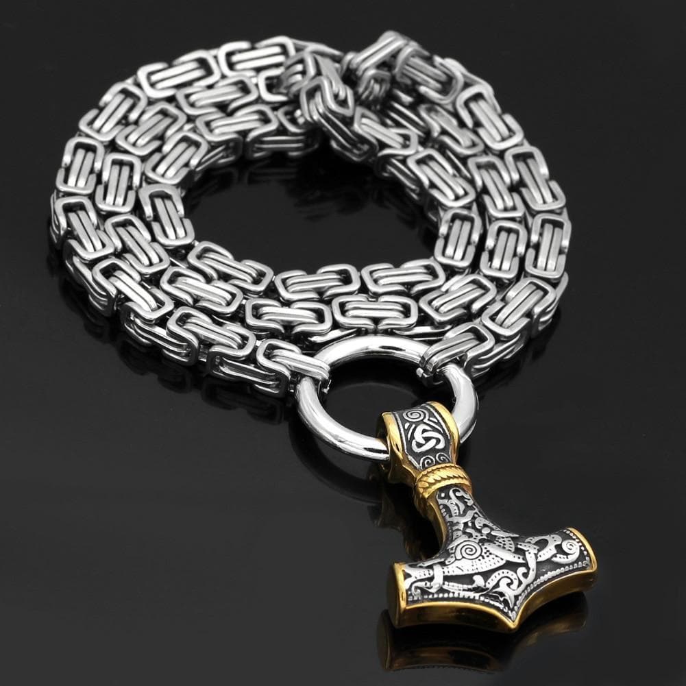 Vikings Mjolnir Stainless Steel King Chain Necklace | Pendants & Necklaces | Wiccan Center