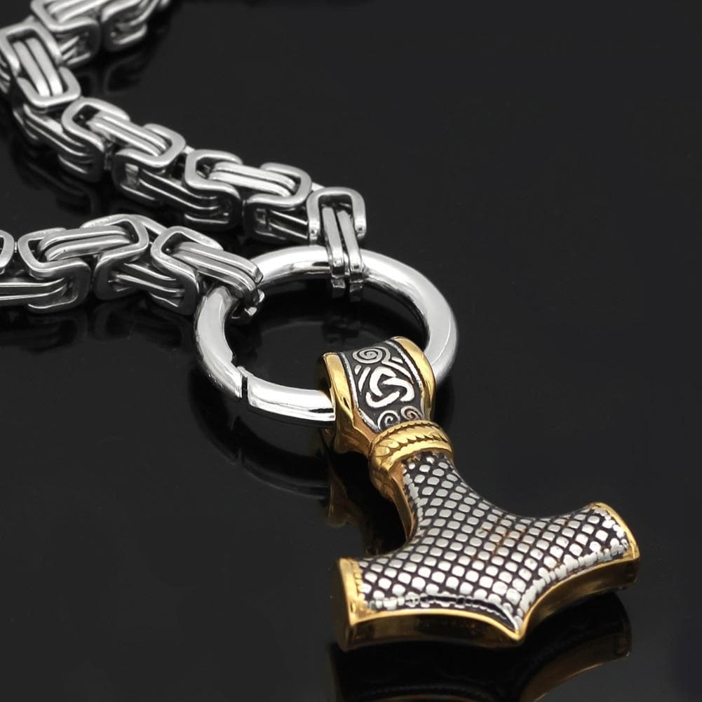 Vikings Mjolnir Stainless Steel King Chain Necklace | Pendants & Necklaces | Wiccan Center