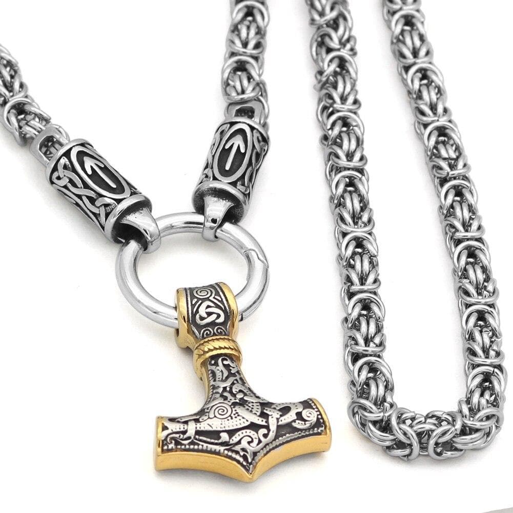 Vikings Mjolnir King Chain Stainless Steel Necklace | Pendants & Necklaces | Wiccan Center