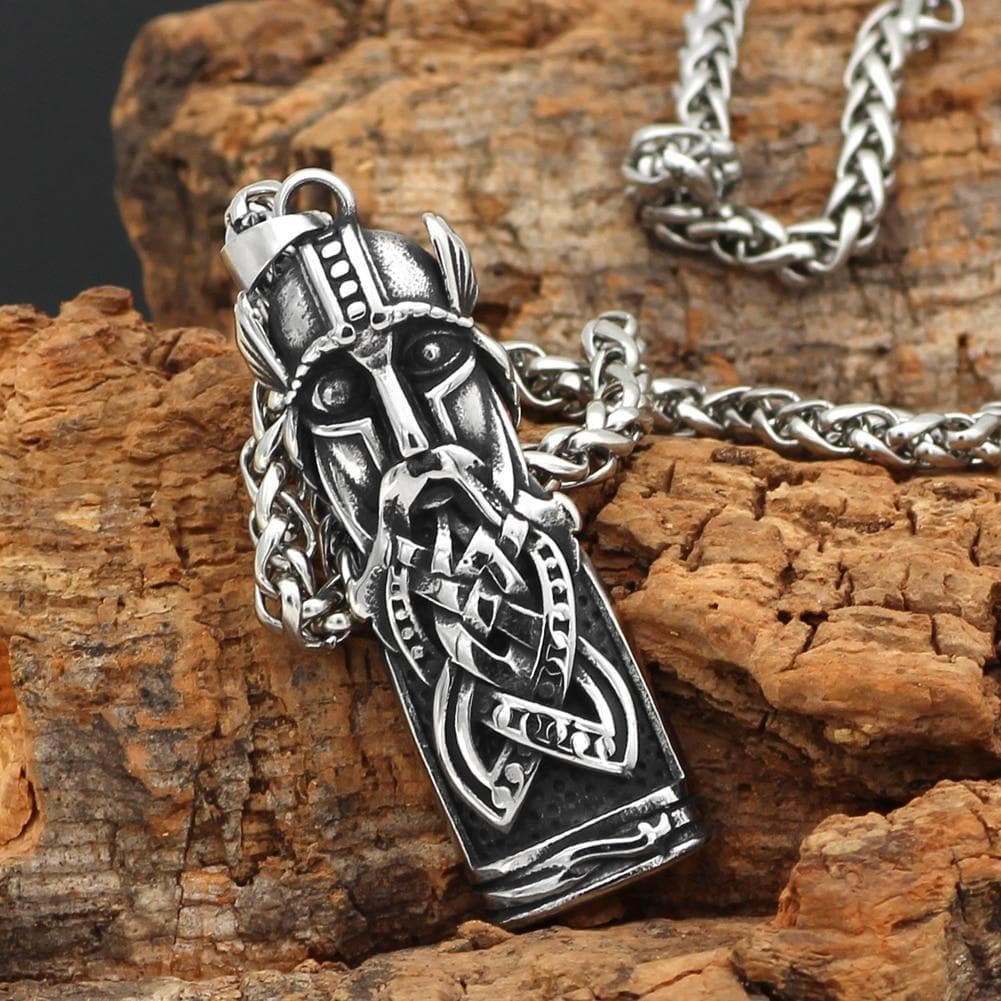 Vikings Odin Face Stainless Steel Necklace | Pendants & Necklaces | Wiccan Center